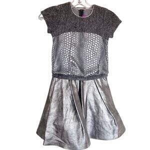 ValMax girls silver metallic mesh overlay party dress size 7